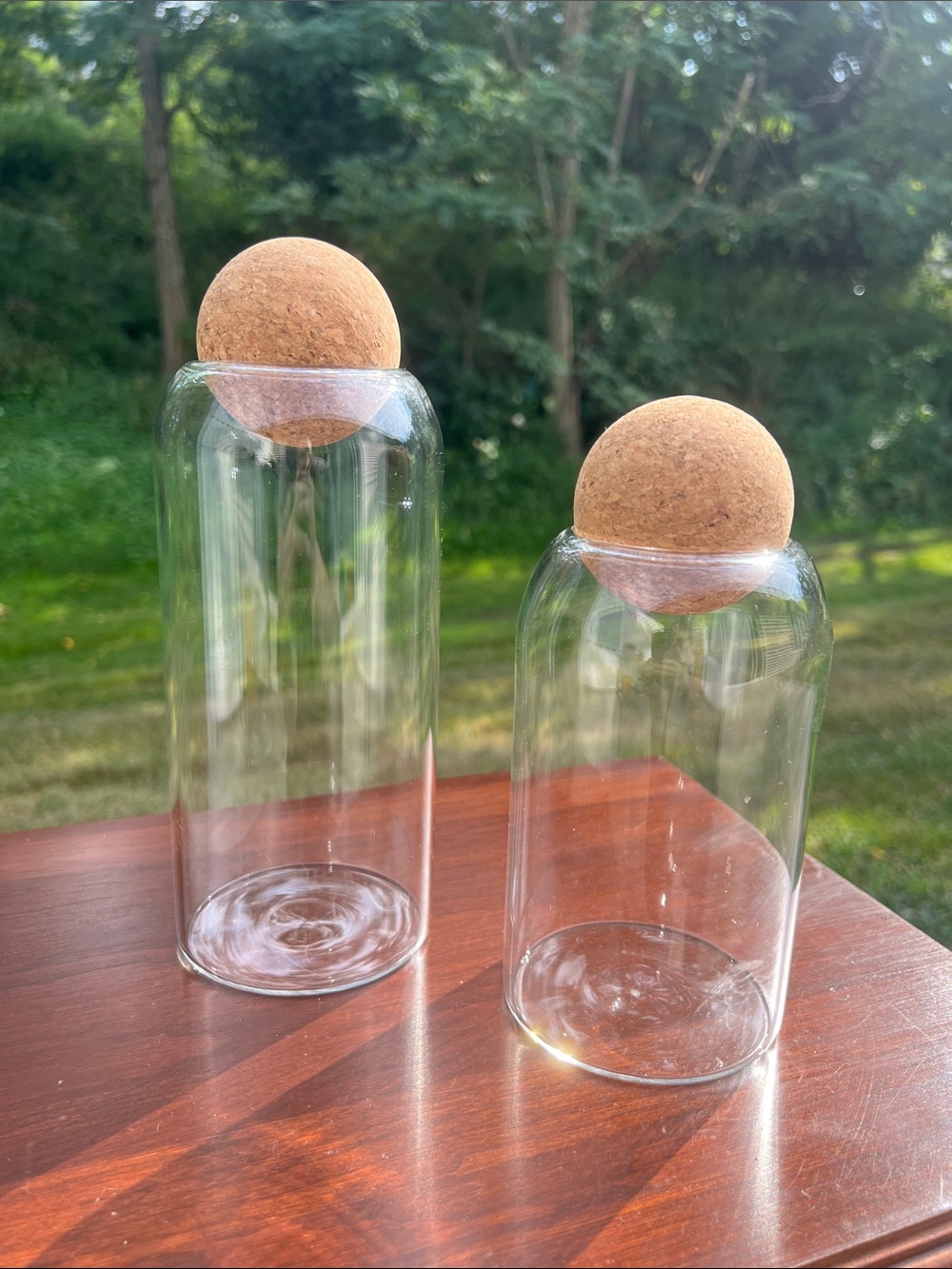 West Elm Style Minimalist Glass Storage Jars Ball Cork Lids Decorative Canisters